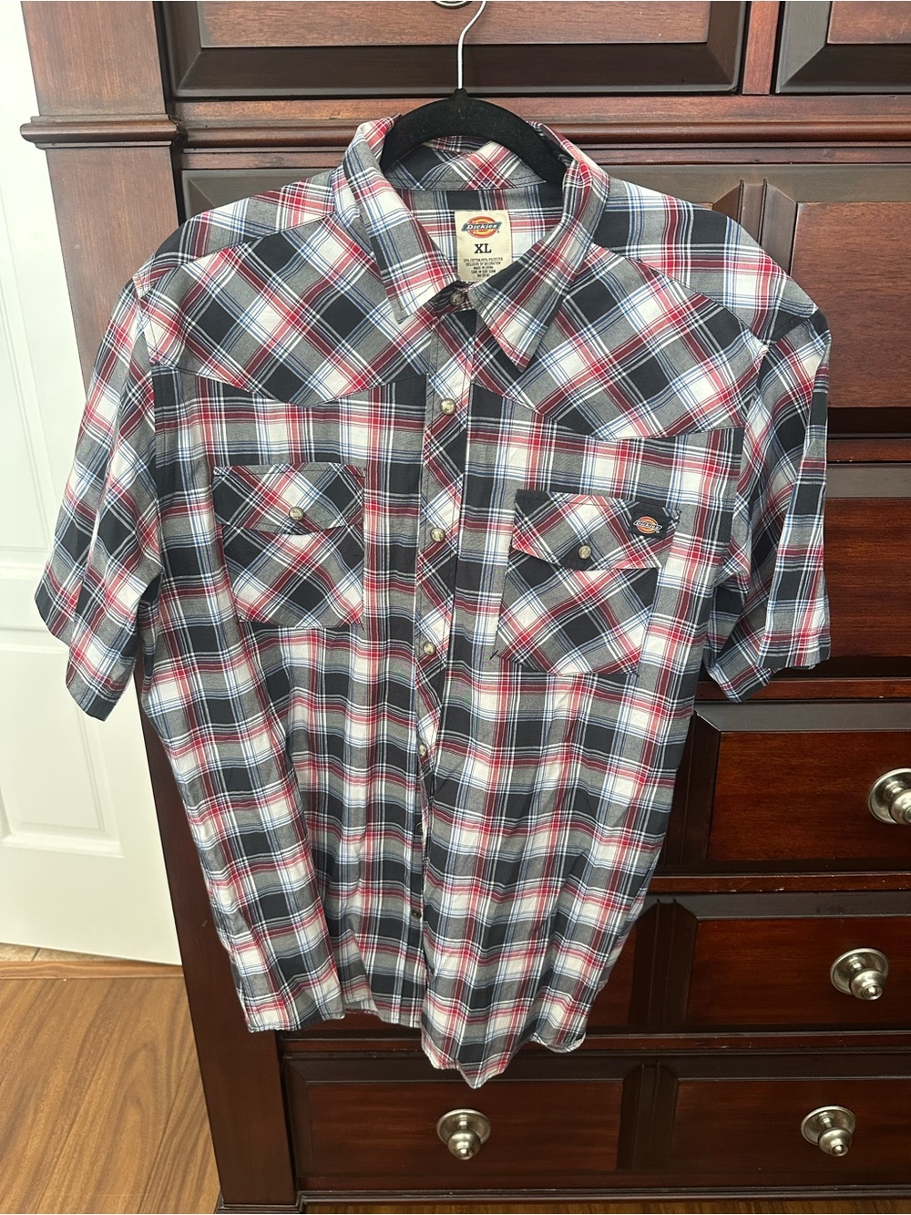 Dickies Snap Closure Relaxed Fit Western Plaid Short-Sleeve Button-Up Shirt